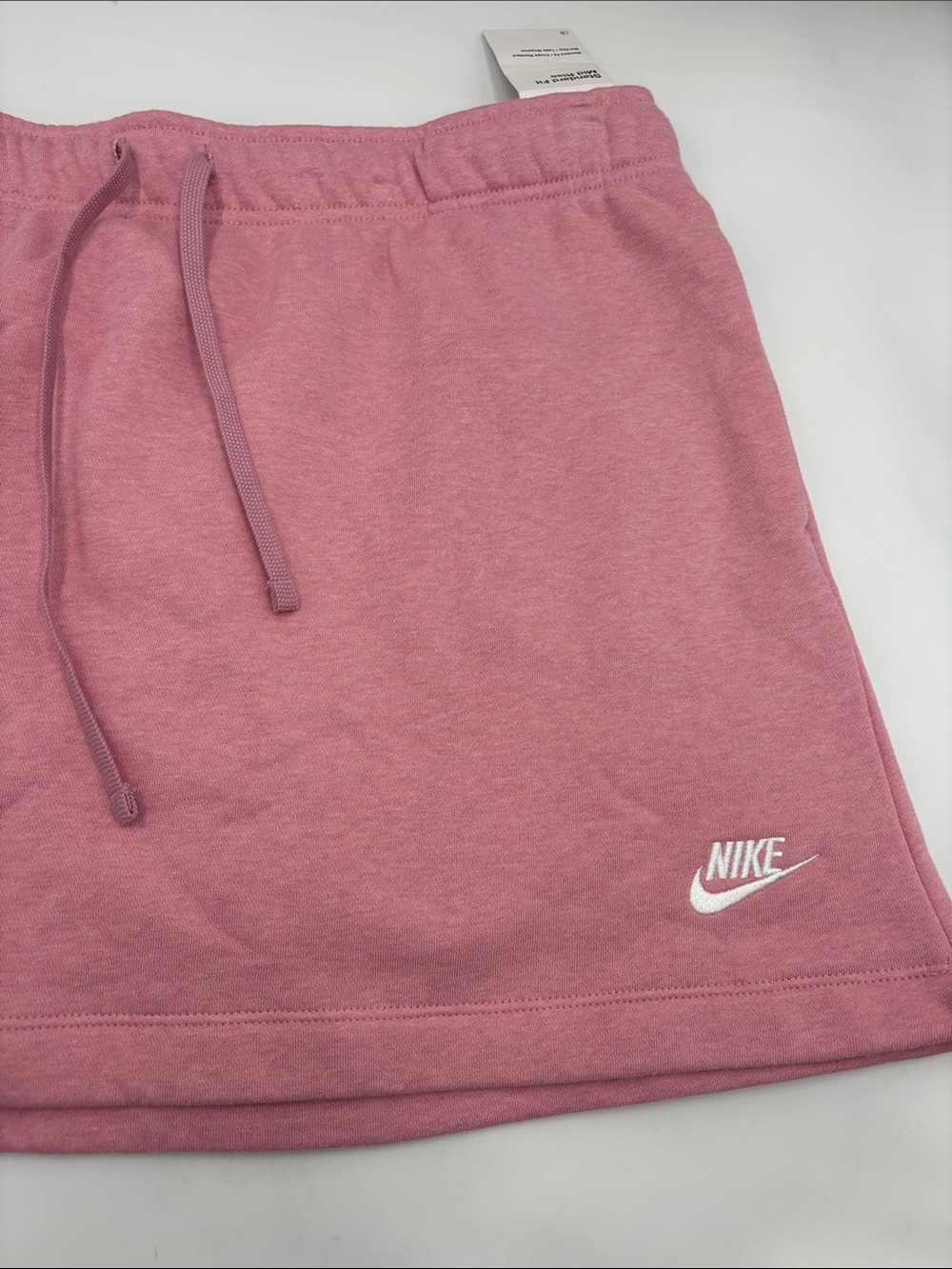 Nike Club Fleece Mid-Rise Skirt in Elemental Heather Pink - Picture 2 of 7